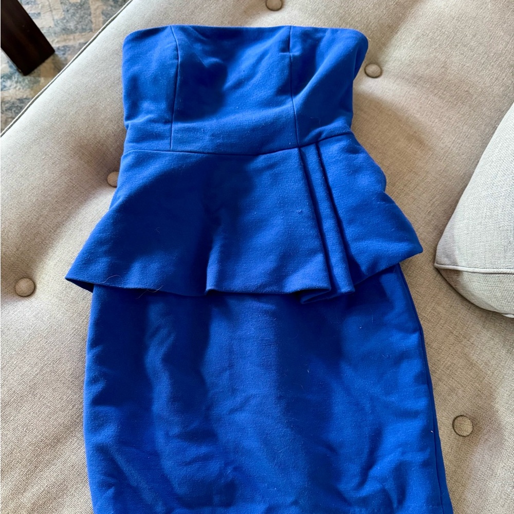 Strapless Blue Peplum Dress